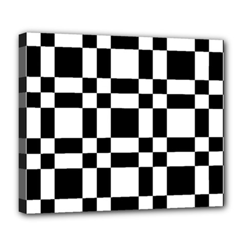 Checkerboard Black And White Deluxe Canvas 24  X 20   by Colorfulart23