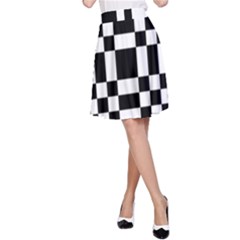 Checkerboard Black And White A-line Skirt by Colorfulart23