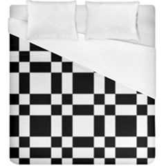 Checkerboard Black And White Duvet Cover (king Size) by Colorfulart23