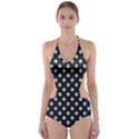 Navy/Gold Polka Dots Cut-Out One Piece Swimsuit View1