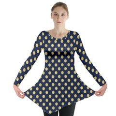 Navy/gold Polka Dots Long Sleeve Tunic  by Colorfulart23