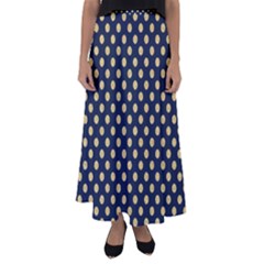 Navy/gold Polka Dots Flared Maxi Skirt by Colorfulart23