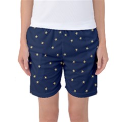 Navy/gold Stars Women s Basketball Shorts by Colorfulart23