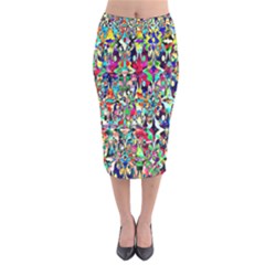 Psychedelic Background Velvet Midi Pencil Skirt by Colorfulart23