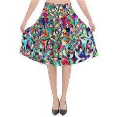 Psychedelic Background Flared Midi Skirt by Colorfulart23