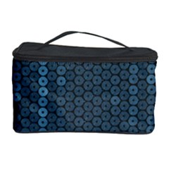 Blue Sparkly Sequin Texture Cosmetic Storage Case by paulaoliveiradesign