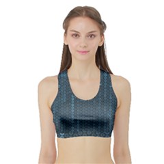 Blue Sparkly Sequin Texture Sports Bra With Border by paulaoliveiradesign