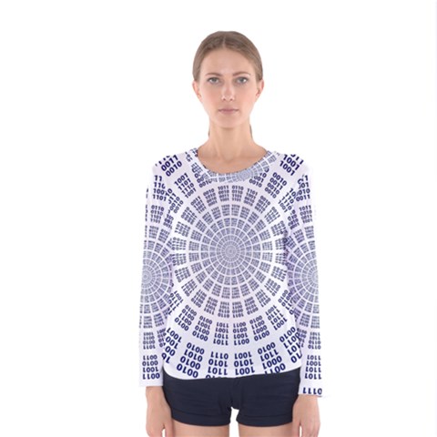 Illustration Binary Null One Figure Abstract Women s Long Sleeve Tee by BangZart