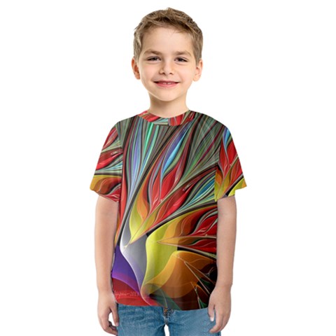 Fractal Bird Of Paradise Kids  Sport Mesh Tee by WolfepawFractals