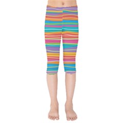 Colorful Horizontal Lines Background Kids  Capri Leggings  by TastefulDesigns