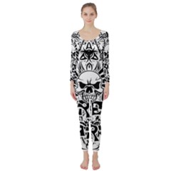 Tattoo Tribal Street Art Long Sleeve Catsuit by Valentinaart