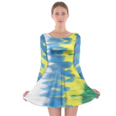 Brazil Colors Pattern Long Sleeve Skater Dress by paulaoliveiradesign