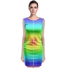 Square Rainbow Pattern Box Sleeveless Velvet Midi Dress by BangZart