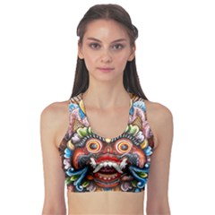 Wood Sculpture Bali Logo Sports Bra by BangZart