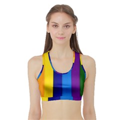 Paper Rainbow Colorful Colors Sports Bra With Border by paulaoliveiradesign