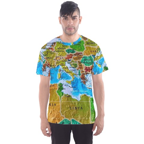 World Map Men s Sports Mesh Tee by BangZart