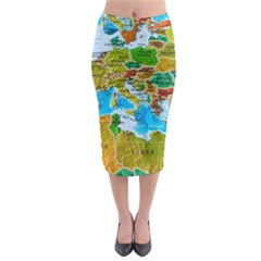 World Map Midi Pencil Skirt by BangZart