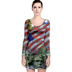 Usa United States Of America Images Independence Day Long Sleeve Bodycon Dress by BangZart