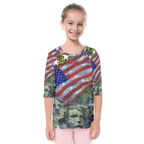 Usa United States Of America Images Independence Day Kids  Quarter Sleeve Raglan Tee by BangZart