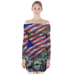 Usa United States Of America Images Independence Day Long Sleeve Off Shoulder Dress by BangZart