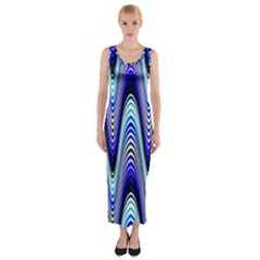 Waves Blue Fitted Maxi Dress by Colorfulart23