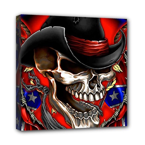 Confederate Flag Usa America United States Csa Civil War Rebel Dixie Military Poster Skull Mini Canvas 8  X 8  by BangZart