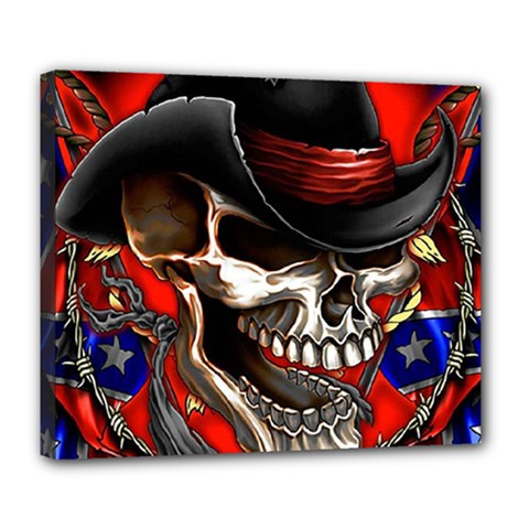 Confederate Flag Usa America United States Csa Civil War Rebel Dixie Military Poster Skull Deluxe Canvas 24  X 20   by BangZart