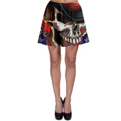 Confederate Flag Usa America United States Csa Civil War Rebel Dixie Military Poster Skull Skater Skirt by BangZart