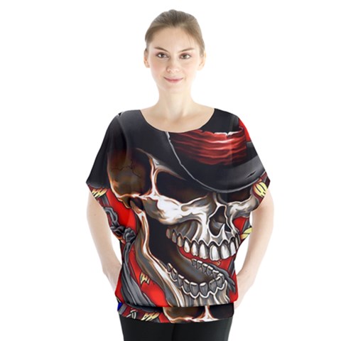 Confederate Flag Usa America United States Csa Civil War Rebel Dixie Military Poster Skull Blouse by BangZart