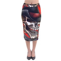 Confederate Flag Usa America United States Csa Civil War Rebel Dixie Military Poster Skull Velvet Midi Pencil Skirt by BangZart