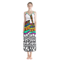 Abstract Apple Art Colorful Button Up Chiffon Maxi Dress by Nexatart