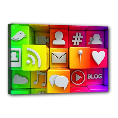 Colorful 3d Social Media Canvas 18  X 12  by BangZart