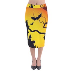 Halloween Night Terrors Velvet Midi Pencil Skirt by BangZart