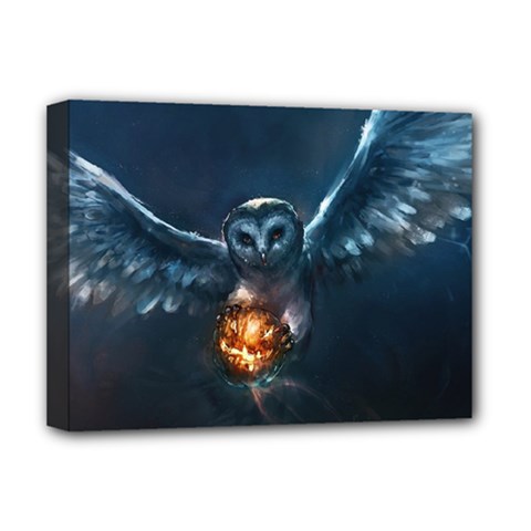 Owl And Fire Ball Deluxe Canvas 16  X 12   by BangZart