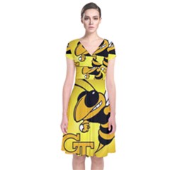 Georgia Institute Of Technology Ga Tech Short Sleeve Front Wrap Dress by BangZart