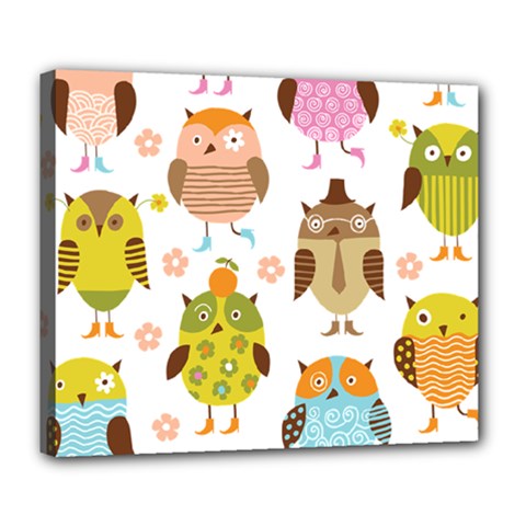 Cute Owls Pattern Deluxe Canvas 24  X 20   by BangZart