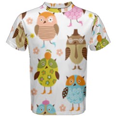 Cute Owls Pattern Men s Cotton Tee by BangZart