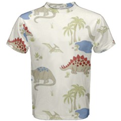 Dinosaur Art Pattern Men s Cotton Tee by BangZart