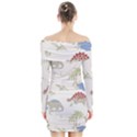 Dinosaur Art Pattern Long Sleeve Off Shoulder Dress View2