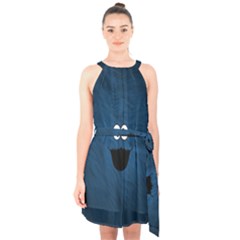 Funny Face Halter Collar Waist Tie Chiffon Dress by BangZart