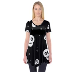 Skull Pattern Short Sleeve Tunic  by BangZart