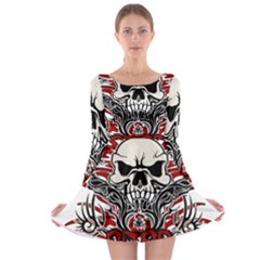 Acab Tribal Long Sleeve Skater Dress by Valentinaart