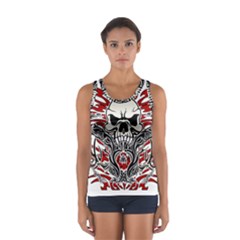 Skull Tribal Sport Tank Top  by Valentinaart