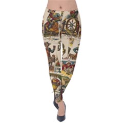 Tarot Cards Pattern Velvet Leggings by Valentinaart