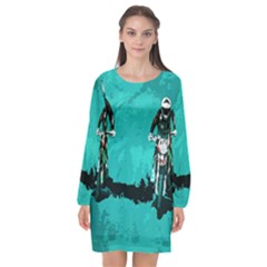 Motorsport  Long Sleeve Chiffon Shift Dress  by Valentinaart