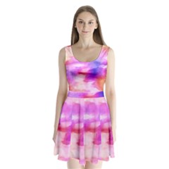 Colorful Abstract Pink And Purple Pattern Split Back Mini Dress  by paulaoliveiradesign