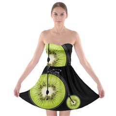 Kiwi Bicycle  Strapless Bra Top Dress by Valentinaart