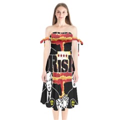 Nuclear Explosion Trump And Kim Jong Shoulder Tie Bardot Midi Dress by Valentinaart