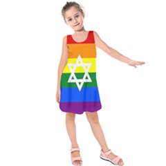 Gay Pride Israel Flag Kids  Sleeveless Dress by Valentinaart