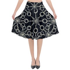 Ornate Chained Atrwork Flared Midi Skirt by dflcprints